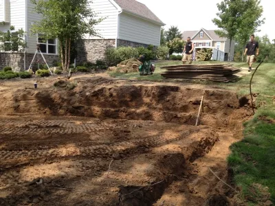 Playset Retaining Wall — Landscape Construction project by Pony Lawncare And Landscaping in Delaware