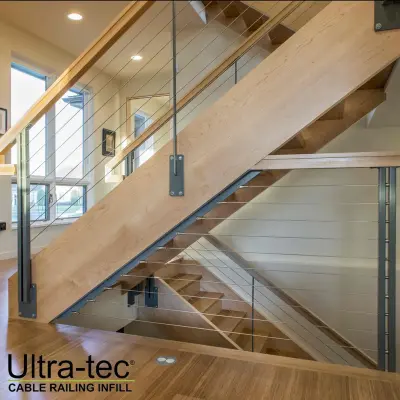 Stunning Staircase Featuring Cable Railing — Deck Building & Repair project by Ultra-tec