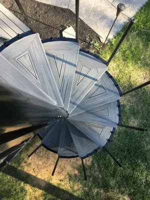 Circular Staircase Trex Deck with Steel Frame by Miles Deck Construction