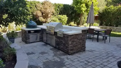 Stone and IPE Wood Grill Island by L.A. Custom Grill Islands