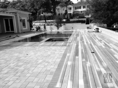 Tarzana Inset Wooden Pool Deck by Olis Wood Inc.