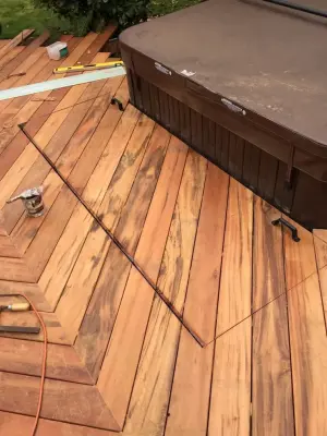 Tigerwood Deck Featuring an In-Ground Spa — Deck Building & Repair project by Tight Knot Design Build LLC