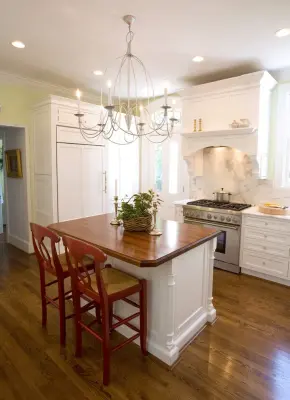 Classic White Cabinets with Marble Surfaces — Deck Building & Repair project by Hyde Park Lumber & Design