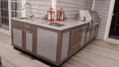 Hampton West Beach, Brown Jodan Outdoor Culinary Space, Atlantic Outdoor Lifestyle — Deck Building & Repair project by Outdoorliving By Kenneth Reilly