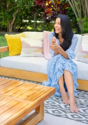 Vibrant and Feminine Outdoor Patio Design — Interior Design & Decorating project by True Designs