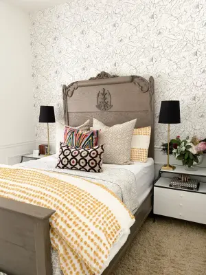 Floral Peony Wallpaper for Guest Room — Interior Design & Decorating project by Ruthie Staalsen Interiors