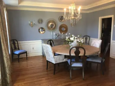 Dining Room with Parisian Influence — Interior Design & Decorating project by Kelly Simkovich At Main Line Sound & Video