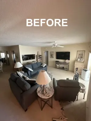 Naples Condo Renovation - Living Room at Pelican Bay — Interior Design & Decorating project by Monica Lukas Design