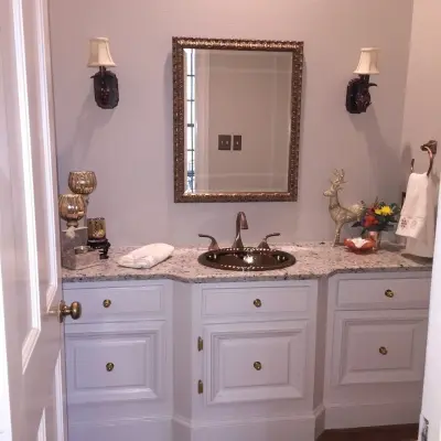 Powder Room Makeover Transformation — Interior Design & Decorating project by Design By Kimberly Vaughan