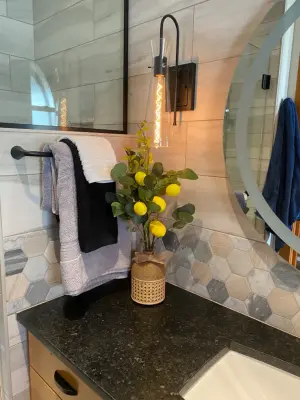 Riverside Bathroom Renovation — Interior Design & Decorating project by Wild Willow Interiors