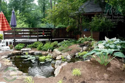 Kalamazoo Water Feature and Landscaping - Backyard Pond and Fireplace by R&A Landscaping