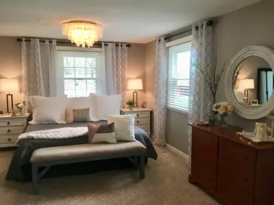 SC primary suite — Interior Design & Decorating project by Melanie Sewell Interiors, LLC