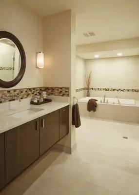 Tranquil Bathroom in Natural Hues — Interior Design & Decorating project by Tina Dann-Fenwick Interiors