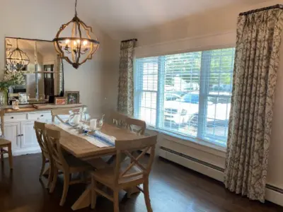 Custom Drapery Installation for a Beautiful Dining Room Window — Interior Design & Decorating project by Romancing The Home Interiors