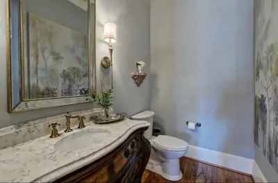 Serene Powder Room — Interior Design & Decorating project by Michelle McKoy Designs