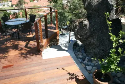 Hillside Deck and Hardscaping Renovation in the Backyard with Kayu Batu — Deck Building & Repair project by Danny Deck Construction, Inc.
