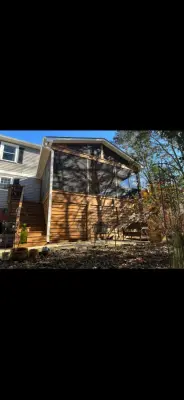 EzeScreen porch with gable roof — Deck Building & Repair project by Ebony Outdoor Living LLC