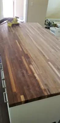 renovated island butcher block countertop — Deck Building & Repair project by Hands On Woodworking LLC