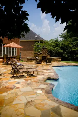Rock Hearth and Swimming Area — Deck Building & Repair project by The Stone Man
