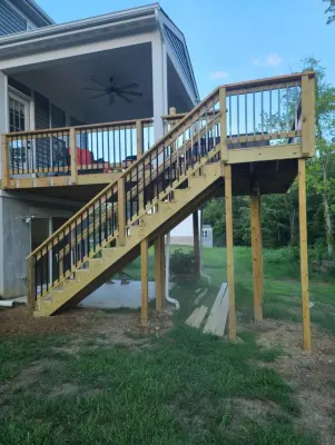 12x10 Reinforced White Pine Deck for Hot Tub with Extended Steps — Deck Building & Repair project by Jaguar Decks And Fences