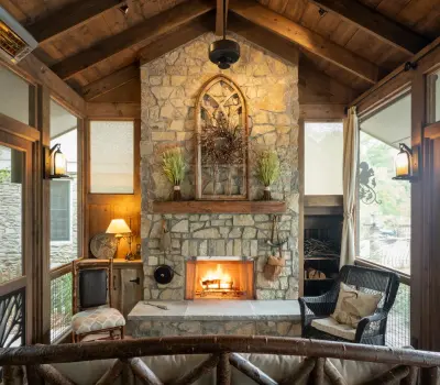 A Contemporary Cabin Porch — Deck Building & Repair project by The Porch Company
