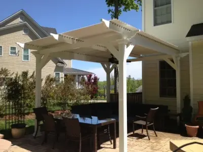 Freestanding Louvered Pergola in All-White — Deck Building & Repair project by American Louvered Roof Systems