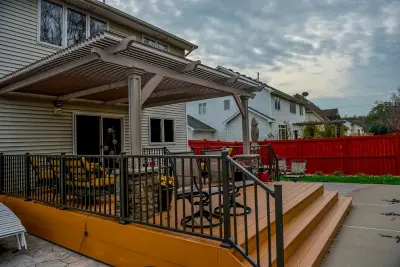 Louvered Roof Installation on Elevated Patio — Deck Building & Repair project by American Louvered Roof Systems