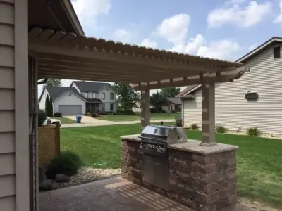 Stunning Patio, Pergola, and Grill Station in New Haven by Archadeck of Fort Wayne — Deck Building & Repair project by Archadeck Fort Wayne