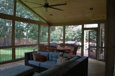 Birmingham, AL, Deck and Screened Porch Featuring Outdoor Fireplace by Archadeck Of Birmingham
