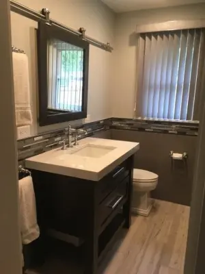 Monochrome Bathroom — Deck Building & Repair project by Wehrung's Lumber And Home Center