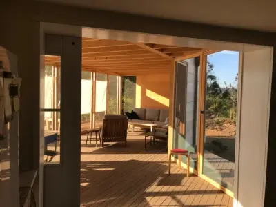 Indoor Porch with Black Locust - Boothbay, Maine — Deck Building & Repair project by Robi Decking