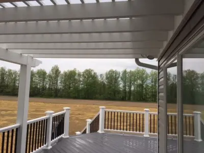Vinyl Pergola and Composite Deck for Custom Home in South Fort Wayne — Deck Building & Repair project by Archadeck Fort Wayne