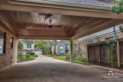 Porte-Cochere Covered Patio in Katy, TX — Deck Building & Repair project by Tradition Outdoor Living