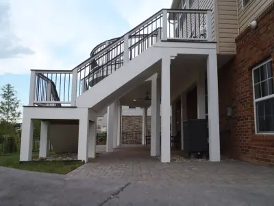 Tailored Curved Deck and Patio — Deck Building & Repair project by Deckscapes Of VA, LLC