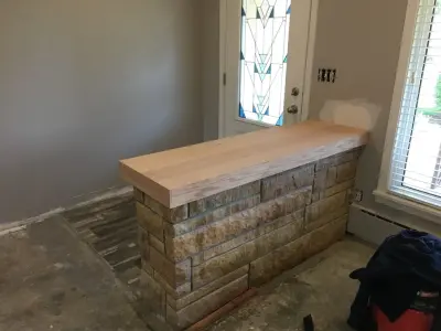 Bespoke Red Oak Countertop and Fireplace Mantel — Deck Building & Repair project by Sterling Pride Construction LLC