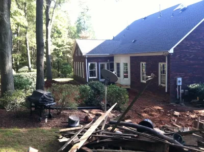 Deck Removal for New Outdoor Living space — Landscape Construction project by SecureTurf - Charlotte Landscaping Experts