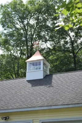 Bespoke Vinyl Cupola Featuring a Copper Rooster Weathervane — Deck Building & Repair project by Baystate Outdoor Personia
