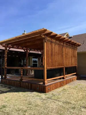 Hot Tub Privacy Wall with Deck and Pergola in Marion, TX — Deck Building & Repair project by Diamond Decks