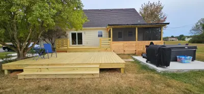 Three-Story Deck with Screened and Covered Outdoor Space in Chapel Hill, TN — Deck Building & Repair project by Troys Outdoor Services