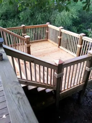 deck featuring 6x6 railings and decorative finial caps — Deck Building & Repair project by Custom Southern Structures