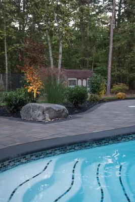 From Green to Clean. Check out this fabulous poolscape! — Landscape Construction project by Sherwood Landscape Lighting And Design in Medford