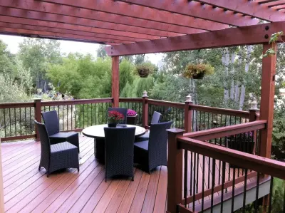 raised Evergrain deck with pergola — Deck Building & Repair project by Sundeck Designs LLC
