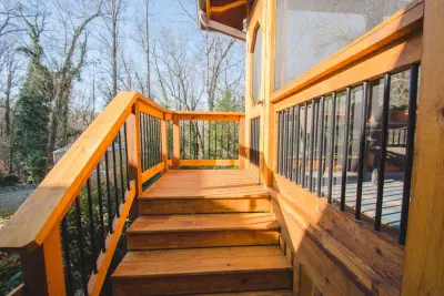 Englewood Cedar screened room with visible beams — Deck Building & Repair project by Smoky Mountain Deck Builders