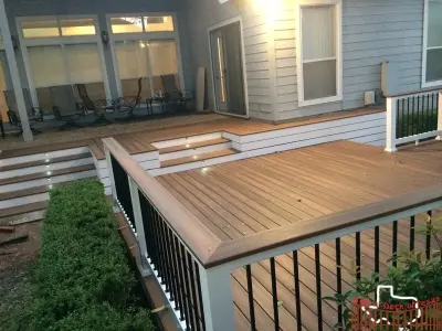 Fiberon Ipe Composite Decking and Benches with PVC Railing and LED Lighting — Deck Building & Repair project by Austin Add-A-Deck