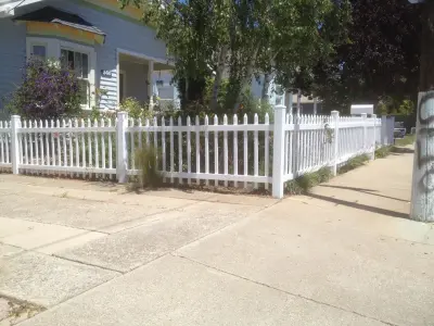 Vinyl Picket Fencing for High St SLO — Deck Building & Repair project by Arroyo Grande Deck And Fence