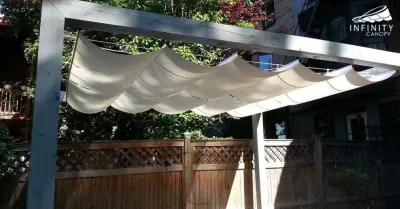 Endless Canopy Sunbrella Natural Cover — Deck Building & Repair project by Infinity Canopy
