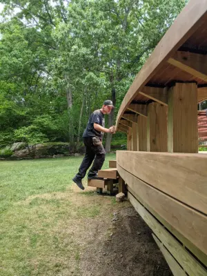 Curved Bench with Ipe Deck — Deck Building & Repair project by Tight Knot Design Build LLC