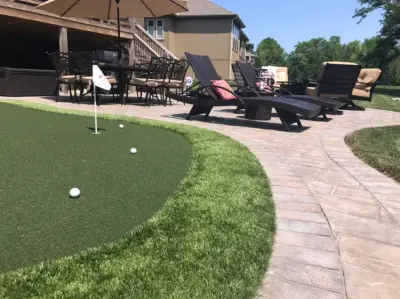Kansas Patio Pavers with Golf Putting Green — Deck Building & Repair project by Kansas City Hardscapes