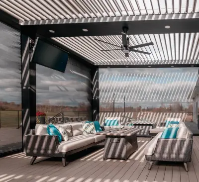 Lake Forest Golf Club - Ann Arbor, MI: StruXure Adjustable Pergola & MagnaTrack System — Deck Building & Repair project by Skyview Detroit