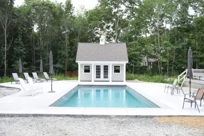 Expansive Tailored A-Frame Pool Cottage — Deck Building & Repair project by Baystate Outdoor Personia